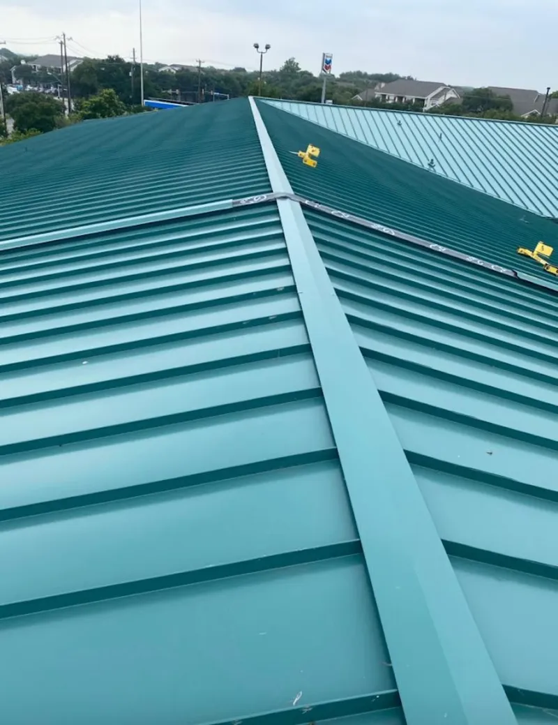 Green commercial metal roof ridge and valley for Metal Roof Repair in Tredyffrin