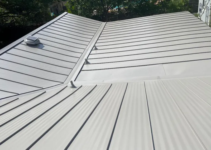 Solar attic fan installed on a metal roof for Roof Ventilation in Tredyffrin